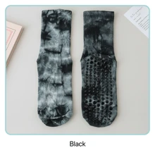 Calcetines deportivos antideslizantes para mujer para deportes al aire libre, calcetines de silicona antideslizantes de longitud media para pilates, calcetines de yoga tie-dye, calcetines transpirables para correr para el hogar, el gimnasio y el yoga