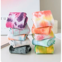 Calcetines deportivos antideslizantes para mujer para deportes al aire libre, calcetines de silicona antideslizantes de longitud media para pilates, calcetines de yoga tie-dye, calcetines transpirables para correr para el hogar, el gimnasio y el yoga