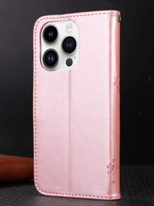 Baby Pink Butterfly & Cat Tree Pattern Phone Case Compatible With IPhone/Samsung/Pixel/MOTO - Rose Gold - View 2