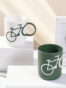1 Piece Of Creative Simple Mouthwash Cup, Couple Bicycle Handle Toothbrushing Cup, Student Dormitory Simple Toothbrushing Cup 400 Liters - White - View 3