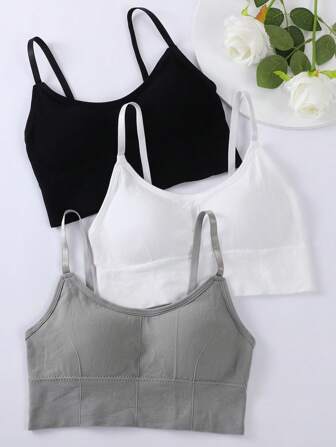 3pcs/Set Seamless Breathable & High Elasticity Bra Underwear, Lingerie
