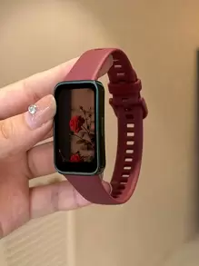 1 条纯色 TPU 替换表带，适用于 10/9/8/7/6 和 Honor Band 7/6 系列，男女通用商务表带配件 - 酒紅色 - 查看 14