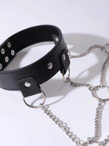 1件黑色鏈條pu皮革女性內衣配件,可調節長度,幻想角色扮演服裝 - 彩色 - 查看 4