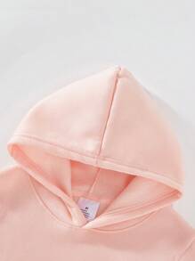 2 件套年轻女孩休闲心形印花连帽衫和运动裤，保暖服装 - 粉色 - 查看 4