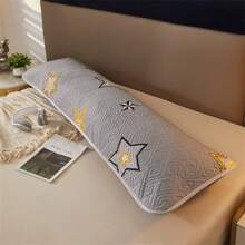 卡通包邊情侶枕套,配有厚實的枕芯套,尺寸：1.2m、1.5m和1.8m,包括枕套,單枕套也可用 - 閃亮星星 - 查看 6