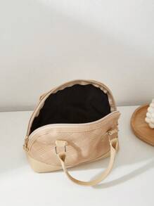 Thích hợp Đối với Đi du lịch , Ba-mảnh Của phụ nữ Sự phối hợp Cái túi , Đúng mốt Hình kim cương Dập nổi Màu thuần Cầm tay Túi đeo chéo , Dung lượng lớn Túi tote - Màu be - Xem 6