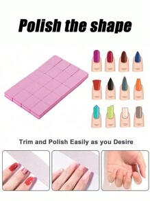 20入組粉紅色矩形迷你指甲研磨拋光板、海綿指甲磨光頭,專業修甲工具,適用於亞克力指甲護理和最佳自然指甲護理 - 彩色 - 查看 5