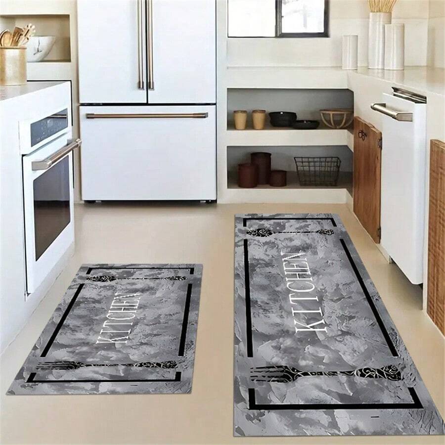 1入廚房地墊進門踏墊,四季通用柔軟的水晶絨,可水洗且防滑 - 灰色 - 查看 1