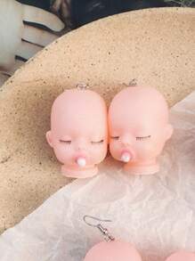 2 件裝歐美風格樹脂新奇奶嘴娃娃頭耳環女式萬聖節禮物酒吧 - 彩色 - 查看 2