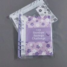 100日存錢挑戰活頁筆記本,夫妻用現金信封預算計劃提案 - 透明粉紅色櫻花 - 查看 5