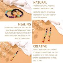 7 顆脈輪天然石珠混合 6/8/10 毫米圓形真石珠散裝寶石晶顏色 Diy 光滑珠適用於手鍊項鍊耳環珠寶製作 - 彩色 - 查看 4