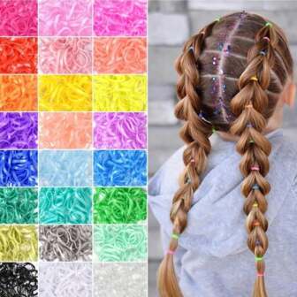 300 件女士弹性发带，迷你弹性橡胶发带休闲、多巴胺、发饰、马尾辫、发圈、发绳、发带、发圈