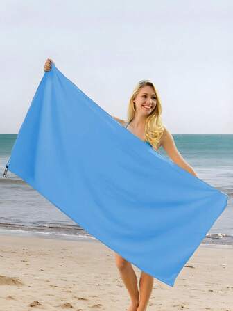 1pc Sky Blue Quick-Drying Towel, Ultra Soft & Thin Microfiber, Strong Water Absorption For Outdoor Sports, Camping, Gym, Yoga, Hiking Beach Essentials, Beach Towel