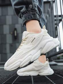 新款春秋时尚港风运动休闲鞋舒适耐磨男士纯色百搭软鞋 - 米色 - 查看 6