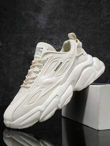 新款春秋时尚港风运动休闲鞋舒适耐磨男士纯色百搭软鞋 - 米色 - 查看 9