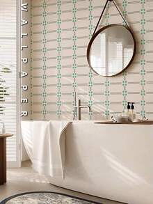 9pcs/Set Mint Green Line Stripe Textured Tile Sticker, Pvc Glossy Wall Decor Decal With No Glue, Perfect For Kitchen And Bathroom Backsplash, Waterproof Peel And Stick Wall Mural Decal, Removable Diy Home Decor Stickers - Mint Green - View 3
