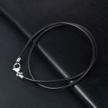 IMI 1條皮革項鍊,具搭扣設計,長16-24吋編織繩項鍊,男女皆宜,不鏽鋼搭扣,2.5mm黑皮革項鍊（不含吊墜） - 黑色 - 查看 5