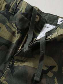 Men'S Camo Multi-Pocket Relaxed Fit Casual Shorts,Outdoor Camouflage Twill Cargo Shorts 11" Inseam(No Belt) - A迷彩 - 查看 4