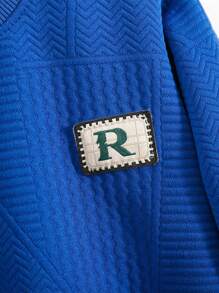 2 piezas para niña pequeña con estampado de conejo de color liso y pantalones a juego - azul real - Ver 3