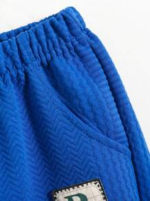 2 piezas para niña pequeña con estampado de conejo de color liso y pantalones a juego - azul real - Ver 7