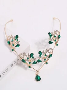 1pc European And American Bridal Head Chain With Waterdrop Rhinestone And Forehead Jewelry Hair Band - Multicolor - View 7