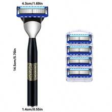 Navajas De Seguridad Para Hombres, Recorte De Precisión Y Tiras De Lubricación, Navajas De Afeitar Para Hombres, Navajas De Seguridad, Recorte Suave De La Barba - Negro 1 mango + 12 cuchillas - Ver 6