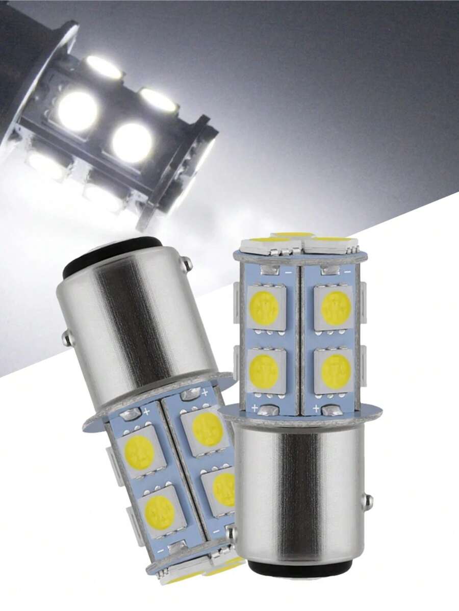 Focos LED 1157 1034 BAY15D  13 LED smd 5050 luz de freno luces traseras para coche moto par - Blanco - Ver 1