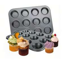 Molde Charola Repostería Cup Cakes Panqués Muffins Mantecada - Negro - Ver 1