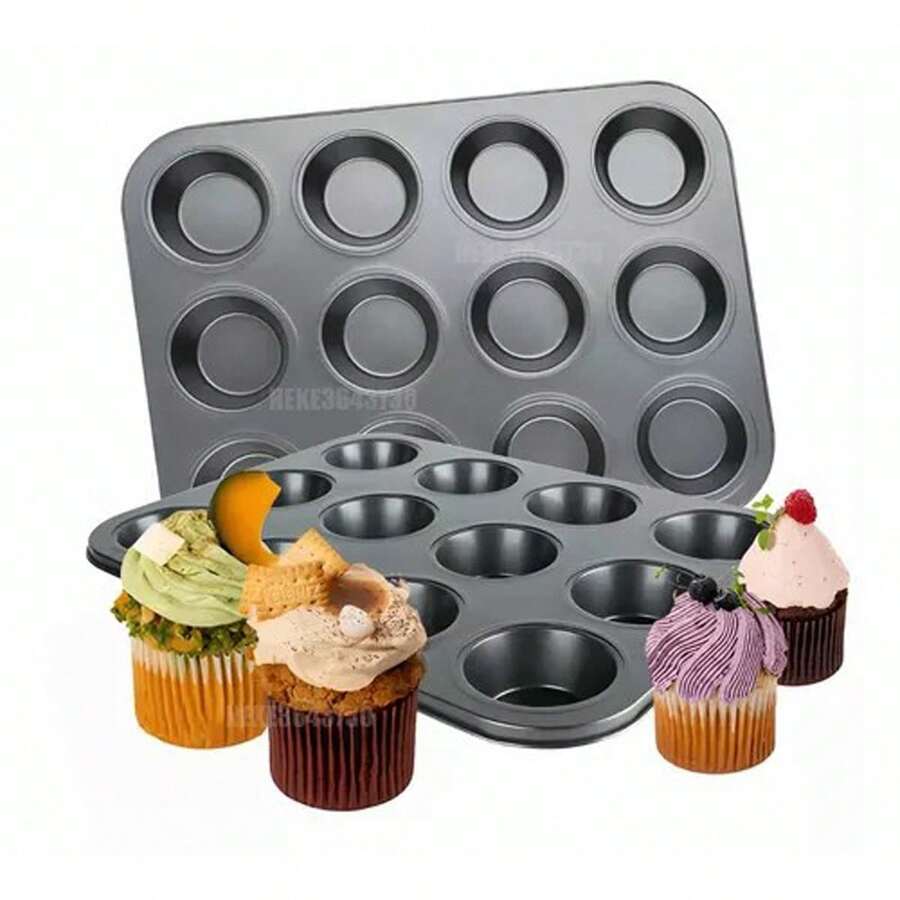 Molde Charola Repostería Cup Cakes Panqués Muffins Mantecada - Negro - Ver 1