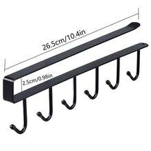 1pc Iron Kitchen No Trace Adhesive Hook Rack For Storage, Cabinet, Wardrobe, Multifunctional Organizer Hanger - White - View 9