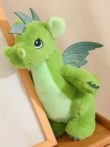 Bobbybear 1隻可愛創意毛絨鳥龍玩具,恐龍翼龍枕頭娃娃家飾生日禮物 - 墨綠色 - 查看 3