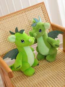 Bobbybear 1隻可愛創意毛絨鳥龍玩具,恐龍翼龍枕頭娃娃家飾生日禮物 - 墨綠色 - 查看 4