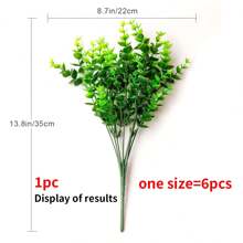 6 cái/bộ 35cm/13.77in Bạch đàn Nhân tạo Thực vật Với 7 Chi nhánh , Bạch đàn nhựa Lá Bó , Thích hợp Cho đám cưới , Sân vườn , Văn phòng , Ban công Và Nhà  Đồ trang trí - xanh quân đội - Xem 2