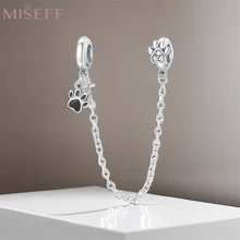 1 件 925 纯银双层可爱宠物爪印链，带硅胶塞，适用于原创手链 - 黑色 - 查看 7