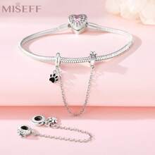 1 件 925 纯银双层可爱宠物爪印链，带硅胶塞，适用于原创手链 - 黑色 - 查看 4