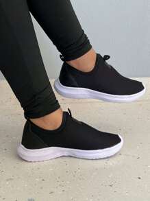 Women Wedge Sneakers - Blanco y Negro - Ver 2