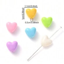 100入組亮光塑膠可愛夾層愛心珠子,直徑10mm,帶有2mm孔洞,淡粉色珠子心形,製作情人節珠寶首飾 - Heart - 查看 5