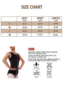 女子芭蕾舞蕾絲連體衣，背心交叉背設計，無袖花朵蕾絲舞蹈連體衣芭蕾衣 - 黑色 - 查看 5