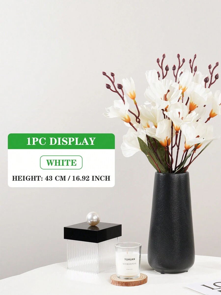 2入組5枝、20朵仿真劍蘭、玉蘭花束,家用桌面、婚禮裝飾 - 白色 - 查看 1