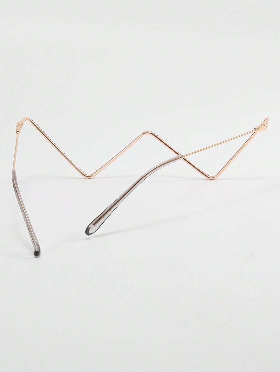 Fashionable Metal Frame Rhinestone Decoration Eyeglasses Without Lenses