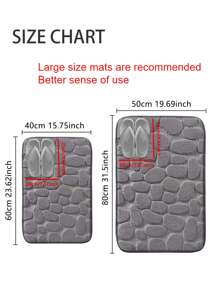 1入組石紋防滑沐浴現代滌綸浴室毯適用於家庭 - 灰色 - 查看 7