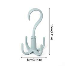 1 Rotatable Four-Claw Hook, Multifunctional Wardrobe Bag Hook, Nail-Free Plastic Tie Hook, Storage Rack - Blue - View 2