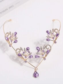 1pc European And American Bridal Head Chain With Waterdrop Rhinestone And Forehead Jewelry Hair Band - Multicolor - View 9