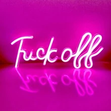1pc Neon Sign Light - Fuckoff, 13.7x5.8in (About 35x14.8cm), Usb/Battery Powered Led Neon Light, Pink Wall Decor For Bedroom, Room, Valentine's Day Party, Birthday, Wedding, Home, Christmas Decoration - Multicolor - View 4
