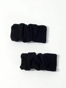 2 件裝女式純色針織鉤針褶邊 Bb 夾,適合優雅甜美的校園服裝、派對裝扮、婚禮派對配件和日常使用 - 黑色 - 查看 1