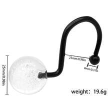 12pcs Black Acrylic Bubble Design Shower Curtain Hooks, Waterproof, Rustproof, Strong Load-Bearing, Decorative Metal Shower Curtain Rings - Black - View 2