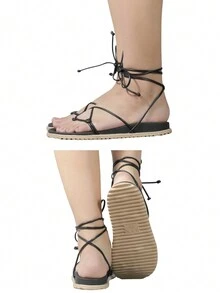 Women Flat Sandals - màu đen - Xem 3