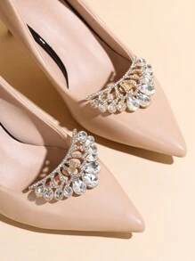 高跟女鞋配件可拆卸金屬水鑽扣裝飾多功能鞋夾裝飾 - 金色 - 查看 1