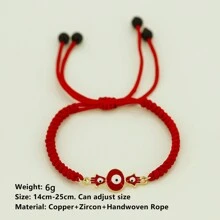 DiHeni 1 Pieza Pulsera Tejida De Ojo De Malvado Y Mano Hamsa Con Cuentas, Detalles En Rojo De Cuerda Trenzada Y Ojo Tejido A Mano Para Ajustar La Correa, Adecuado Para El Uso Diario De Las Mujeres - cuerda roja palma roja - Ver 6