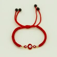 DiHeni 1 Pieza Pulsera Tejida De Ojo De Malvado Y Mano Hamsa Con Cuentas, Detalles En Rojo De Cuerda Trenzada Y Ojo Tejido A Mano Para Ajustar La Correa, Adecuado Para El Uso Diario De Las Mujeres - cuerda roja palma roja - Ver 2